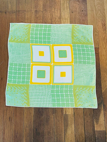 1960’s Green and Yellow Geometric Print Scarf
